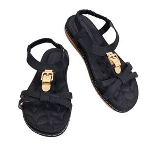 SIKETU Women's Black Summer Sandals Elastic T Strap Flip Flat‎ 8W